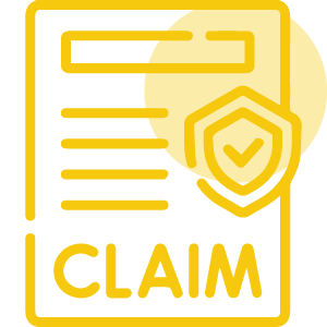 Yellow icon of a claim document with a shield, representing claim and case guidance from trusted Seattle car accident lawyers.