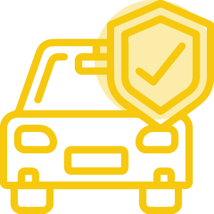 Yellow icon of a car with a shield symbol, representing a free legal consultation with an experienced Seattle Car Accident lawyer.