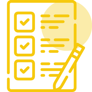 Yellow icon of a checklist and pen, representing trusted client recommendations for the Seattle Car Accident law firm.